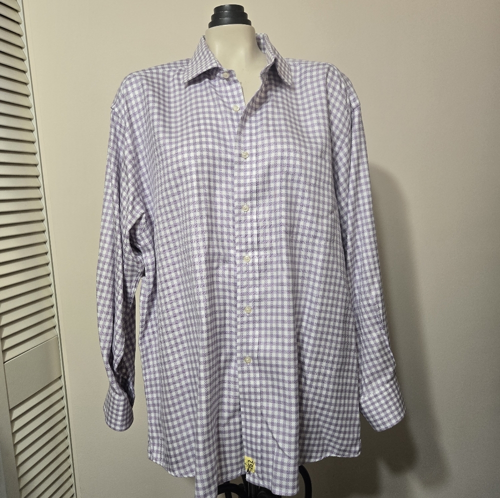 Purple & white gingham longsleeve button-up shirt